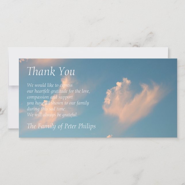 Beileid der Gesichts-Wolken-2 danken Ihnen Dankeskarte (Vorderseite)
