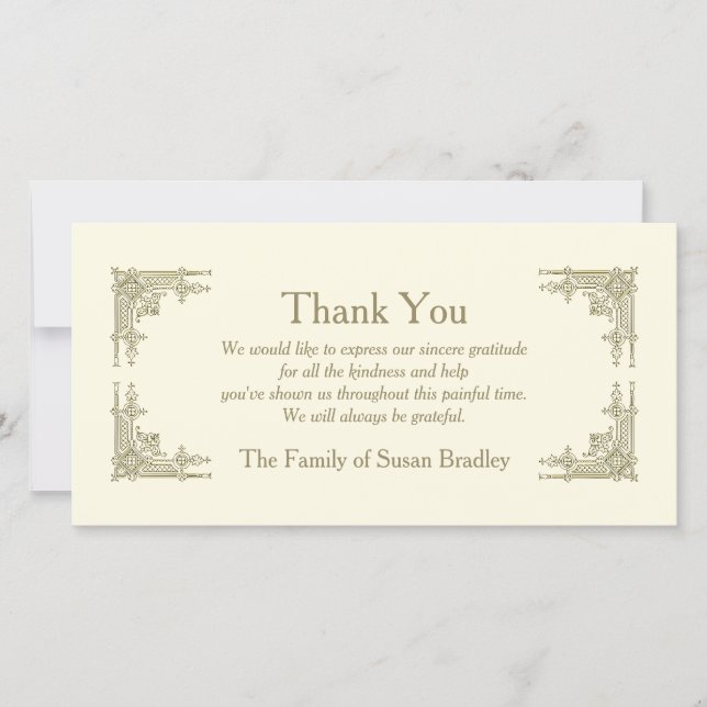 Beileid der Kunst-Deko-Art-1 danken Ihnen Dankeskarte (Vorderseite)