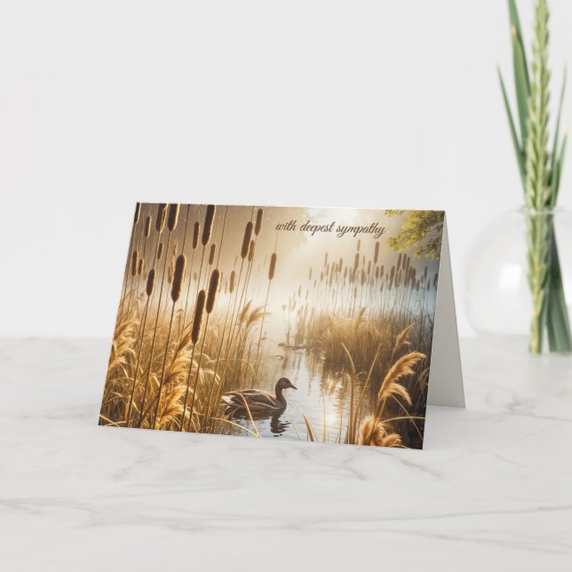 Beileid Duck in Misty Pond Karte (Vorderseite)