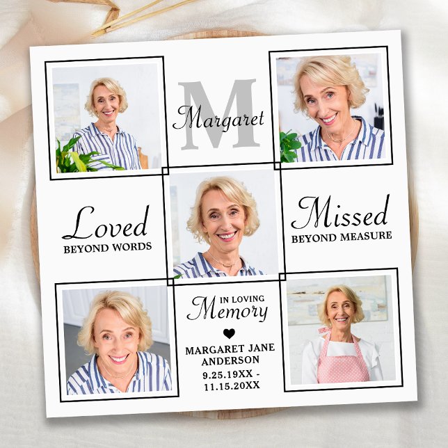 Beileid Elegante Foto Collage Gedenkfeier Beerdigu Dankeskarte (Von Creator hochgeladen)