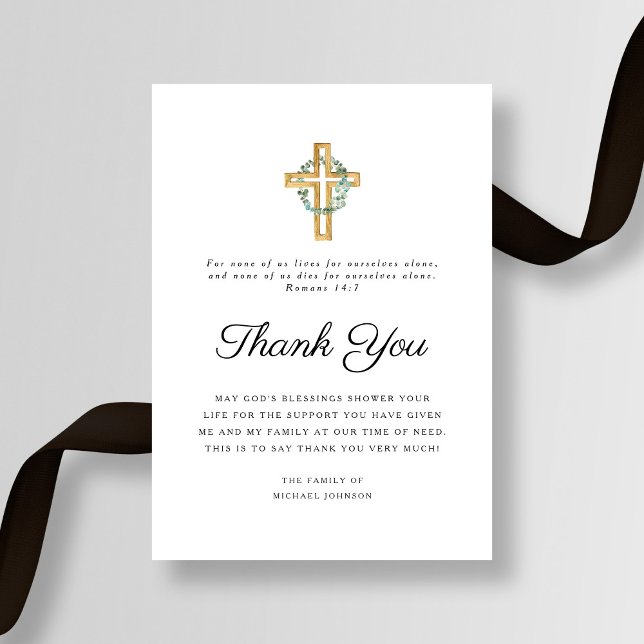 Beileid Eukalyptus Cross Beerdigung Dankeskarte (Sympathy Eucalyptus Cross Funeral Thank You Card)