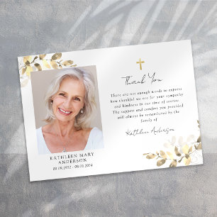 Beileid Eukalyptus Cross Foto Beerdigung Dankeskarte