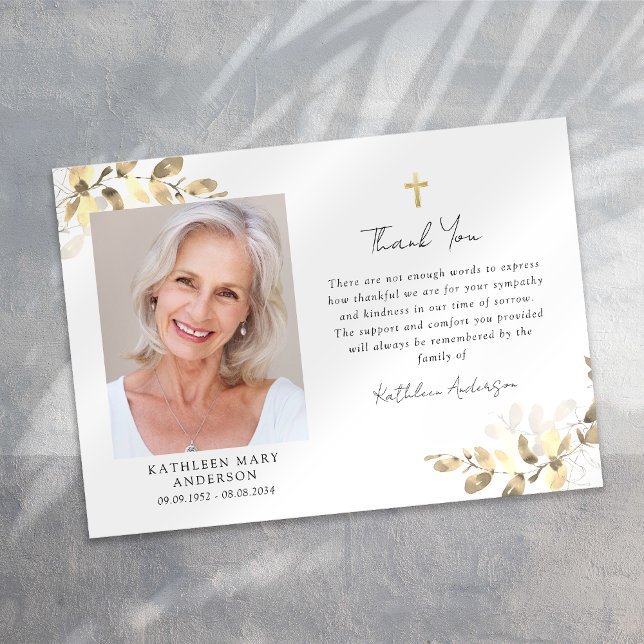 Beileid Eukalyptus Cross Foto Beerdigung Dankeskarte (Von Creator hochgeladen)