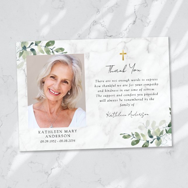 Beileid Eukalyptus Cross Foto Beerdigung Dankeskarte (Von Creator hochgeladen)