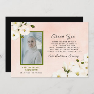 Beileid Floral Pink Foto Memory Vielen Dank Dankeskarte