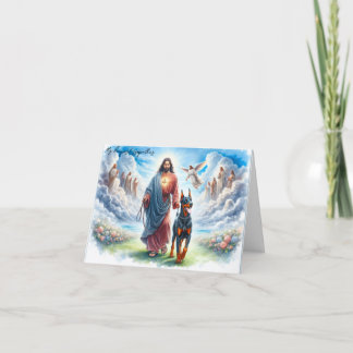 Beileid für den Hund Loss Jesus mit Doberman Karte