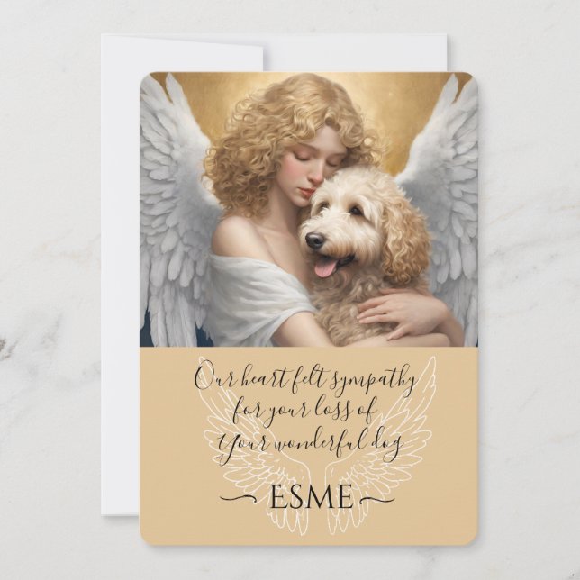 Beileid für den Verlust des Golden Doodle Angel Ar Einladung (Vorderseite)