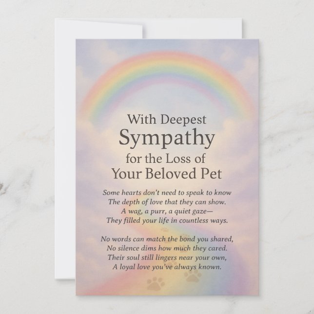 Beileid für den Verlust eines Haustieres Karte (Vorderseite)