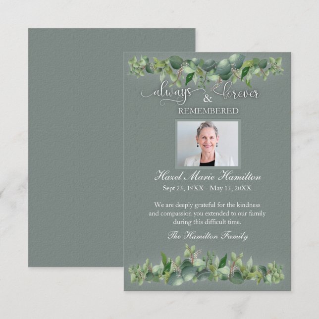 Beileid-Gedenkstätte immer an eine Person erinnern (Vorne/Hinten)