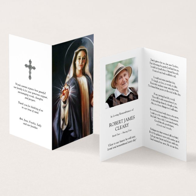 Beileid Holy Cards Mary | Heiliges Herz Visitenkarten (Innenseite und Außenseite)