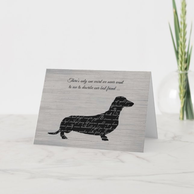 Beileid, Hundeverlust, Dackel Word Collage Karte (Vorderseite)