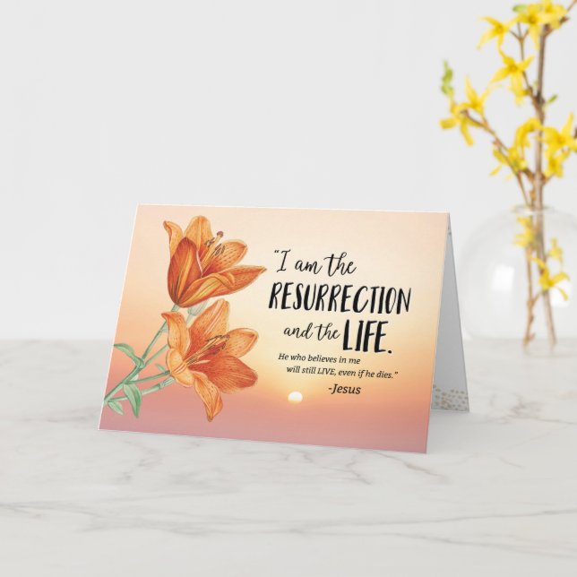 Beileid, ich bin die Auferstehung und das Leben Karte (Gelbe Blume)