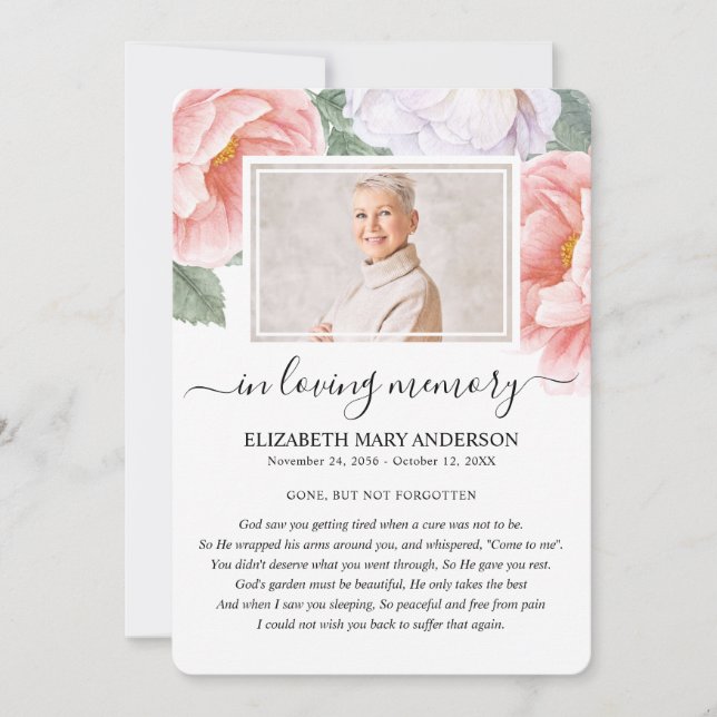 Beileid-Karte für die Beerdigung der Wasserfarbe Dankeskarte (Vorderseite)