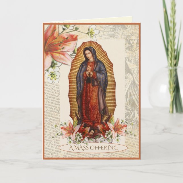 Beileid Katholische Masse bieten Guadalupe Mary Karte (Vorderseite)
