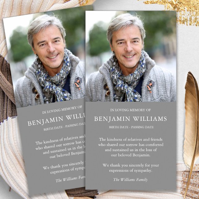 Beileid Loss Foto Gray Beerdigung Danke Karten (funeral thank you cards, bereavement, elegant, simple, celebration of life, sympathy card)