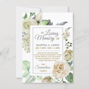 Beileid Love Memory Creme floral DANK Dankeskarte