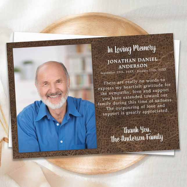 Beileid Love Memory Foto Imitate Lederbeerdigung Dankeskarte (Von Creator hochgeladen)