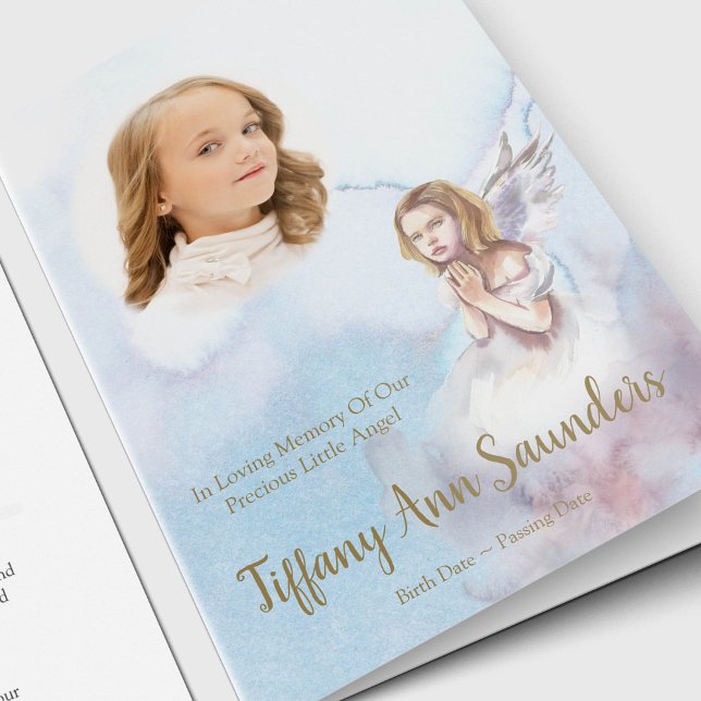Beileid Memorial Angel Beerdigung Danke Karten (Angel with a photo of your loved one, watercolor background memorial sympathy funeral thank you card)