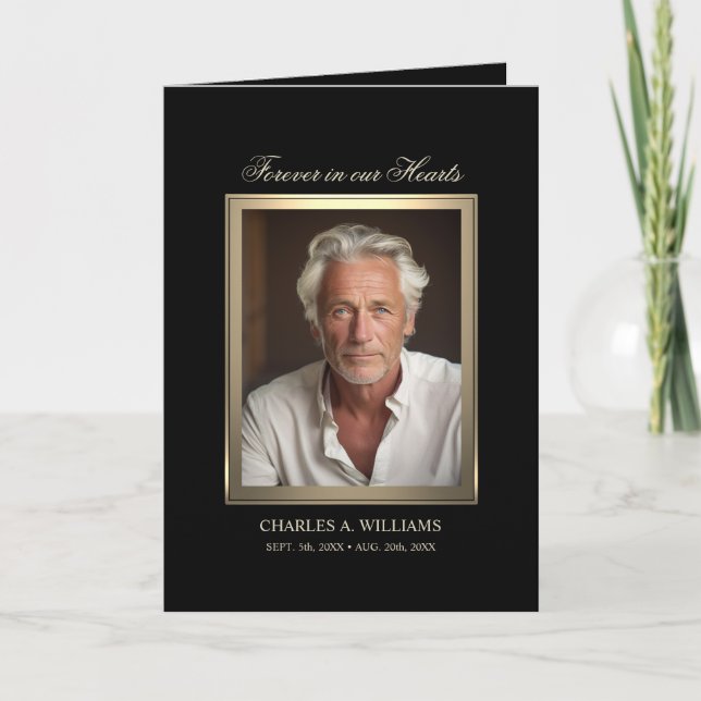 Beileid Memorial Elegantes Gold FOTO Vielen Dank Karte (Vorderseite)