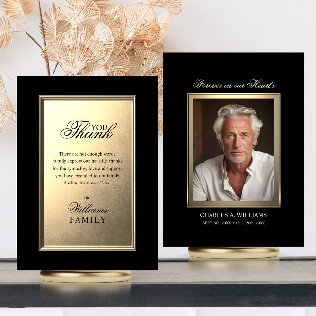 Beileid Memorial Elegantes Gold FOTO Vielen Dank Karte (Sympathy Memorial Elegant Gold PHOTO Thank You Card)