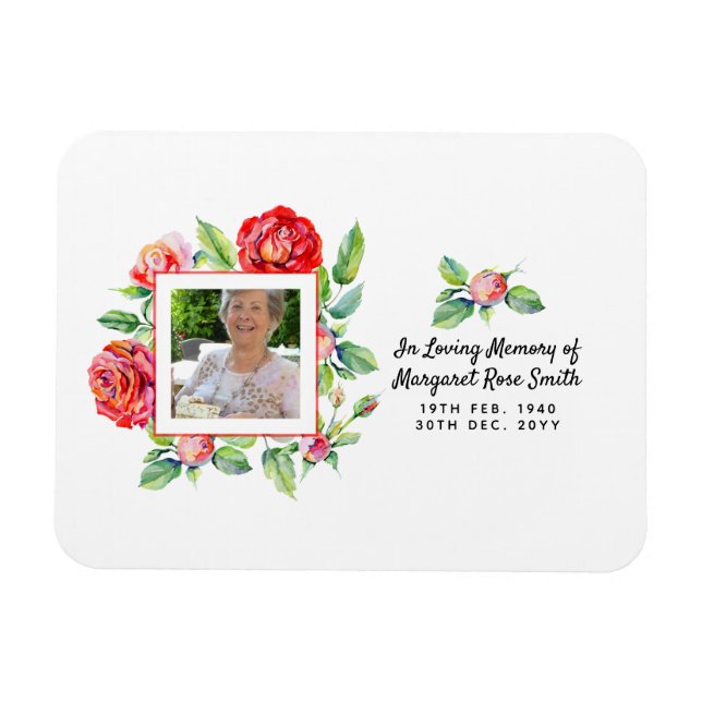 Beileid Memorial FOTO Bereavement Loss Rose Magnet (Horizontal)