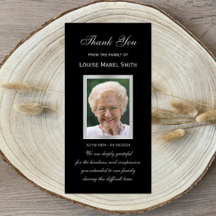 Beileid Memorial Foto Card Schwarz und Silber Ankündigung