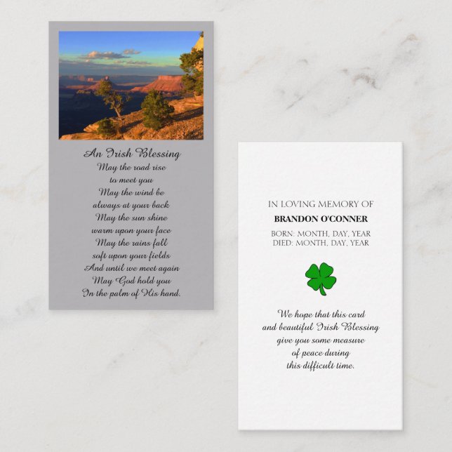 Beileid Memorial Foto Praetkarte Visitenkarte (Vorne/Hinten)