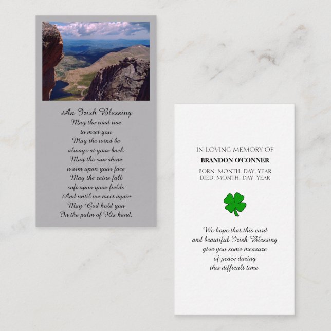 Beileid Memorial Foto Praetkarte Visitenkarte (Vorne/Hinten)