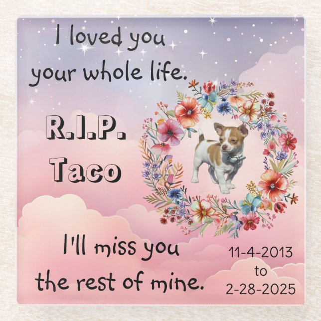 Beileid-Memorial Glass Untersetzer für Hunde oder  (Vorderseite)