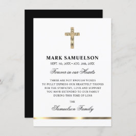 Beileid Memorial Religious Cross White Gold Dankeskarte