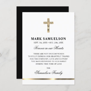 Beileid Memorial Religious Cross White Gold Dankeskarte