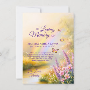 Beileid Memory Rainbow Blume Schmetterlinge Dankeskarte