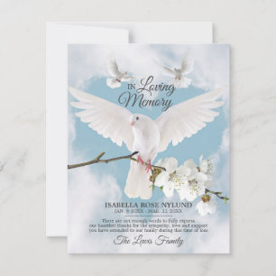 Beileid Memory White Dove Himmel in Erinnerung Dan Einladung