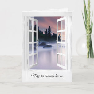 Beileid Misty Ocean Rocks in Window Karte