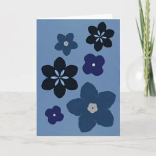 Beileid mit blauer Blume Faltkarte Dankeskarte