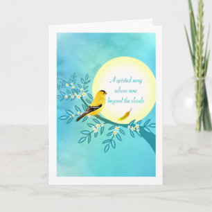 Beileid mit Goldfinch-Vogel auf einer blühenden Zw Karte