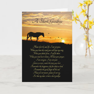 Beileid mit Pferd Eine Kurze Goodbye Poem Card Karte