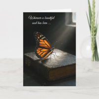 Beileid Monarch Butterfly Auf der Heiligen Bibel