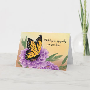 Beileid Monarch Butterfly auf Lila Blume Karte