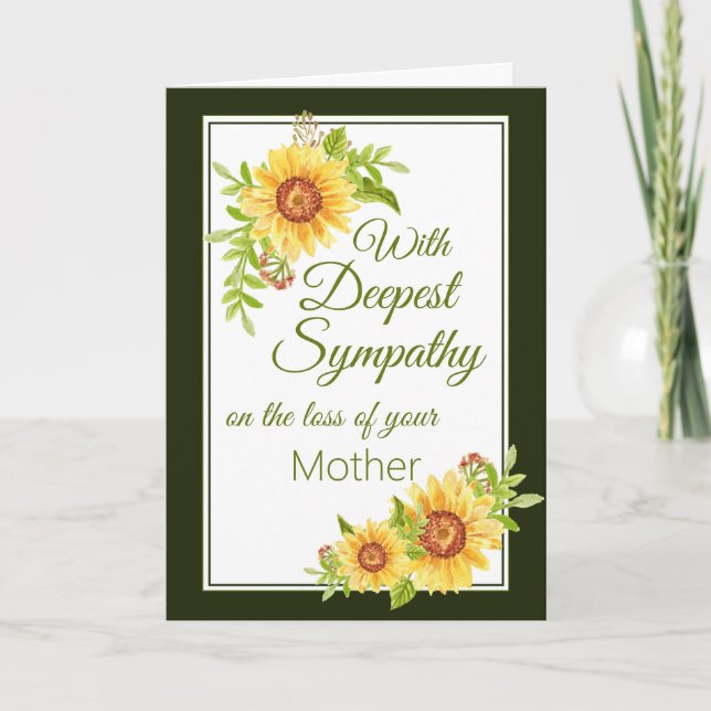 Beileid Mother Floral Yellow Sunflower Karte (Vorderseite)