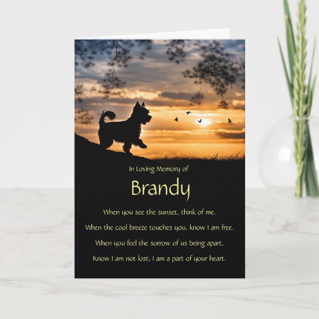 Beileid Pet Yorkshire Terrier Individuelle Name Karte (Vorderseite)