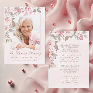 Beileid Pink Blumenbeerdigung Gedenkkarte für das  Visitenkarte
