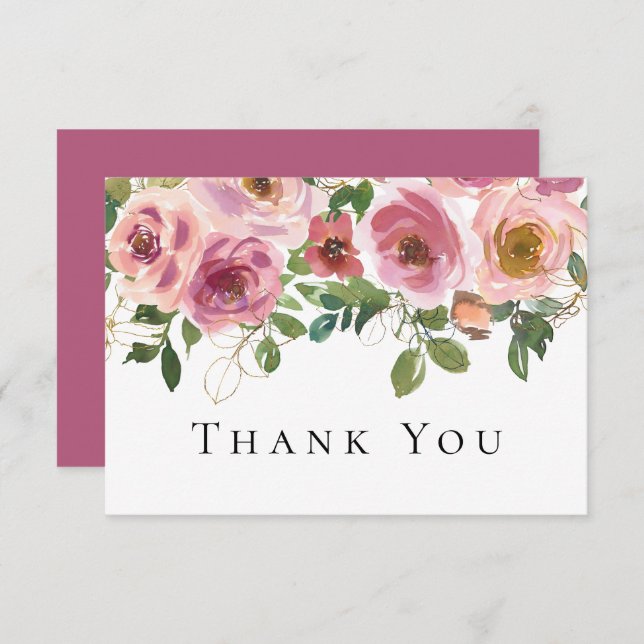 Beileid Pink Floral Beerdigung Danke Karte (Vorne/Hinten)