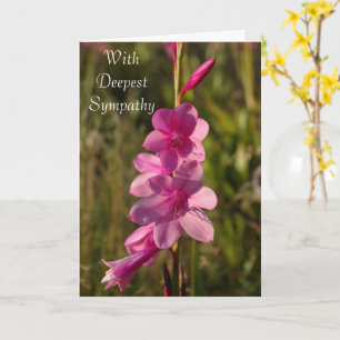 Beileid Pink Floral White Script Message Foto Karte