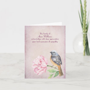 Beileid Robin auf Peony Danke Karte