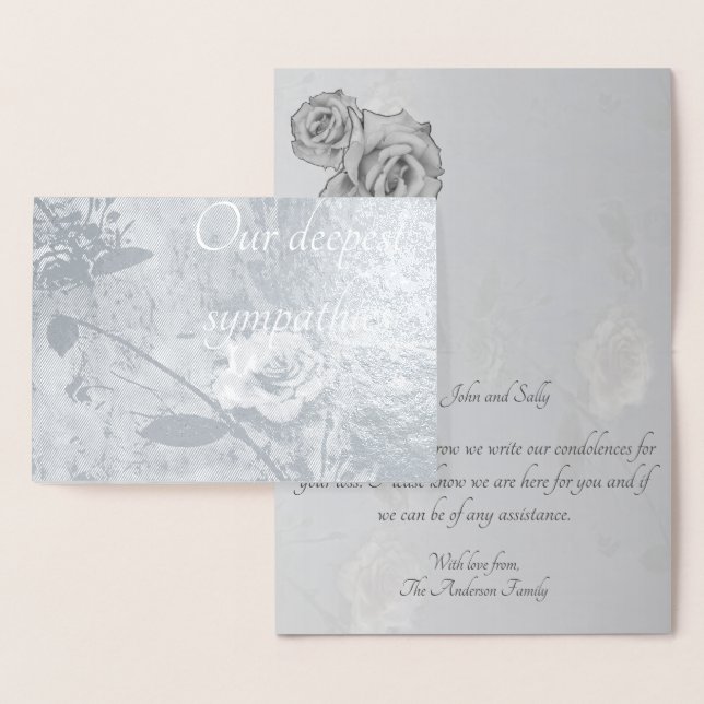 Beileid Rose Silver Foil Card Folienkarte (Anzeige)