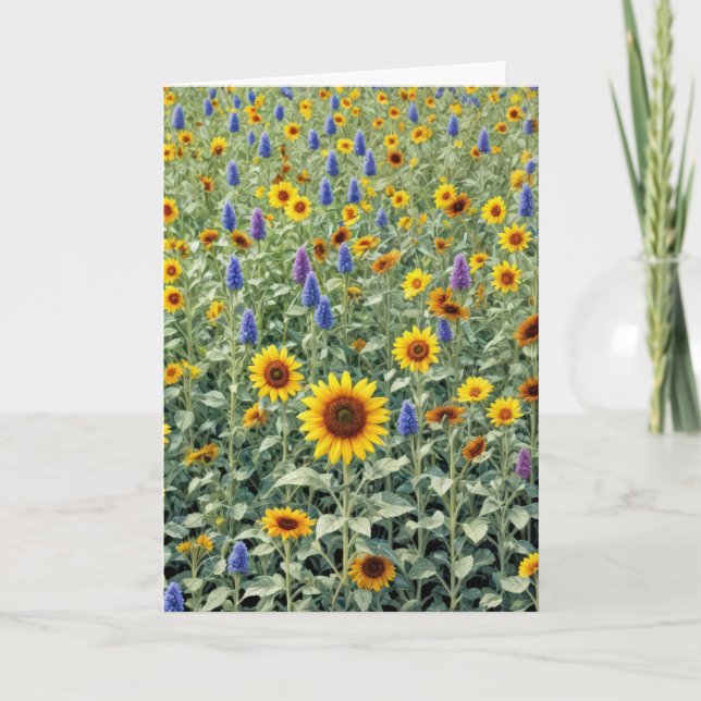 Beileid Sonnenblumen und Wildblume Karte (Vorderseite)