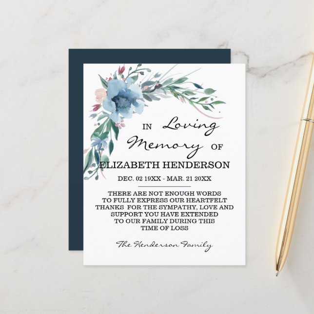 Beileid-Speicher /Vielen Dank. (Vorderseite/Rückseite Beispiel)