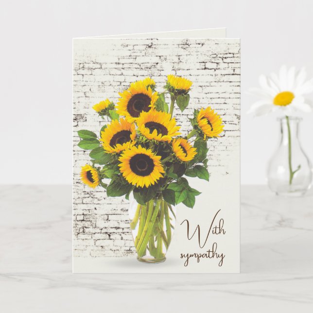 Beileid Sunflower Bouquet auf Brick Karte (Kleine Pflanze)