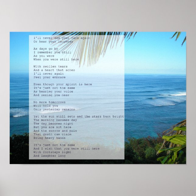 Beileid und Trauergedicht - Hawaii-Meer Poster (Vorne)
